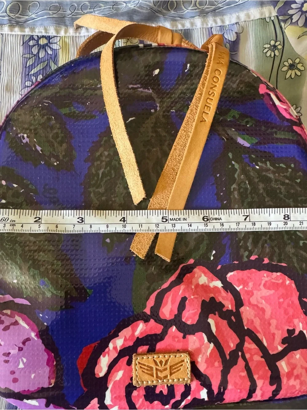 Consuela Blue Floral Dome Backpack with Pink Accents
